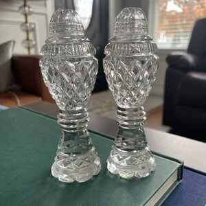 Vintage Bohemian Czech Clear Crystal Glass Salt and Pepper Shaker set